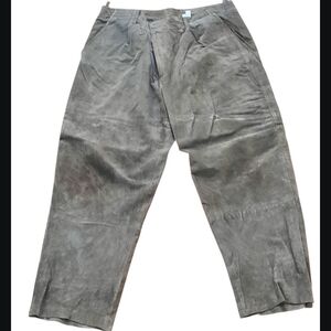 MENS VINTAGE GENELLI LEATHER PANTS MOCHA BROWN SIZE XXL